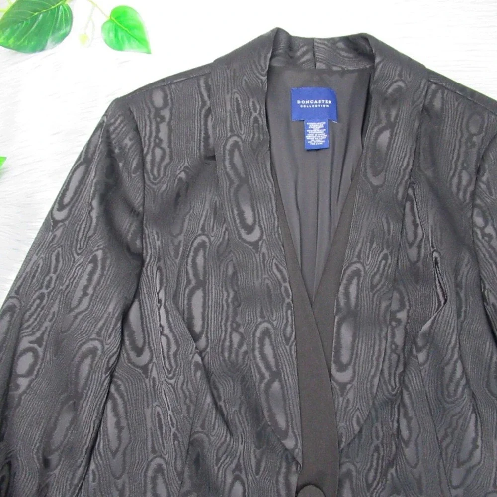 DONCASTER Black Wood Grain Pattern Fitted Jacket Blazer Women’s Size 16P